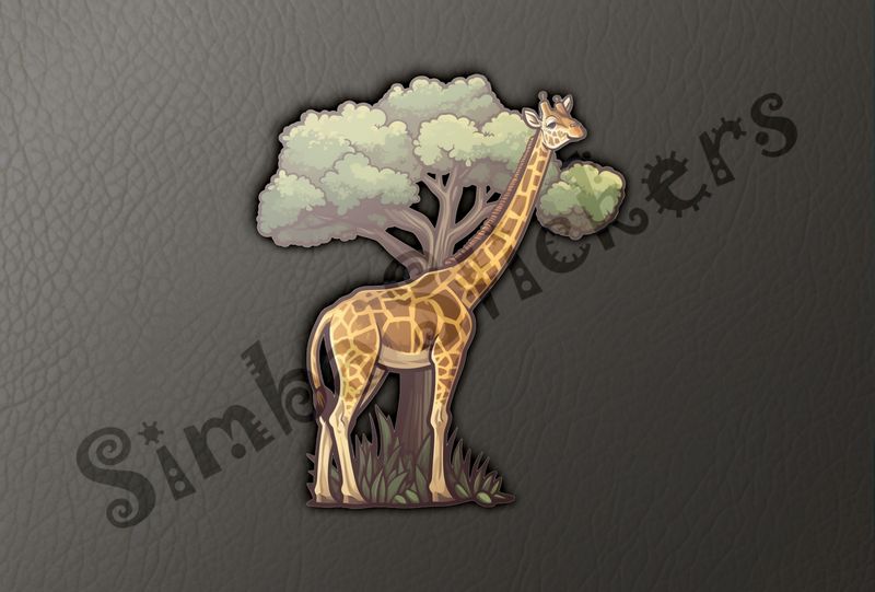 Giraffe standing tall in front of a tree