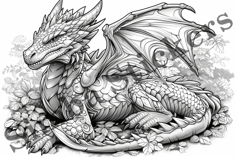 Colouring pages, bundle of dragons, 25 images