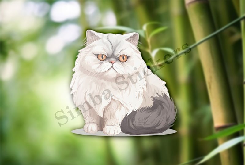 Persian cat, white and grey  , watercolour
