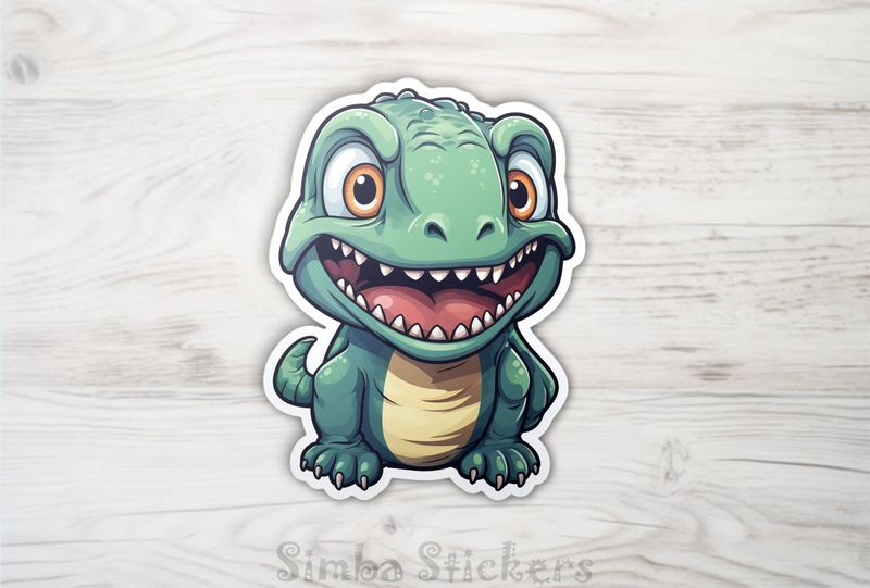 Excited baby green dinosaur