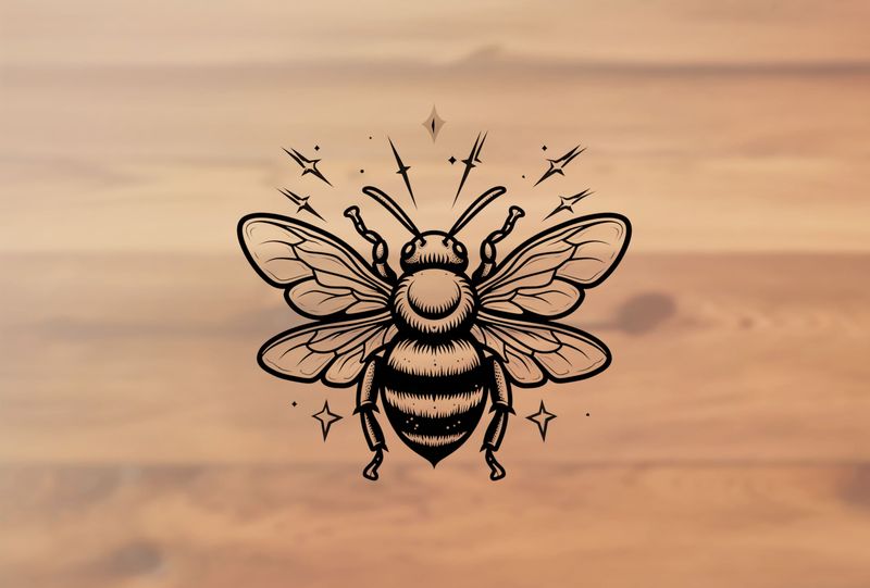 Bee from above, outline art