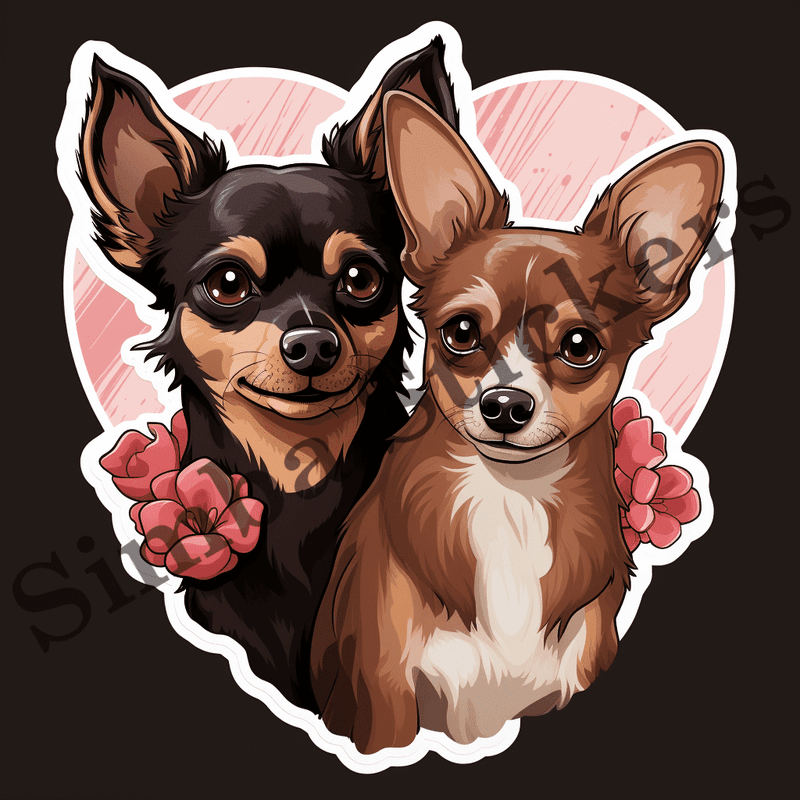 Chihuahua dogs in love, image set, 10 images