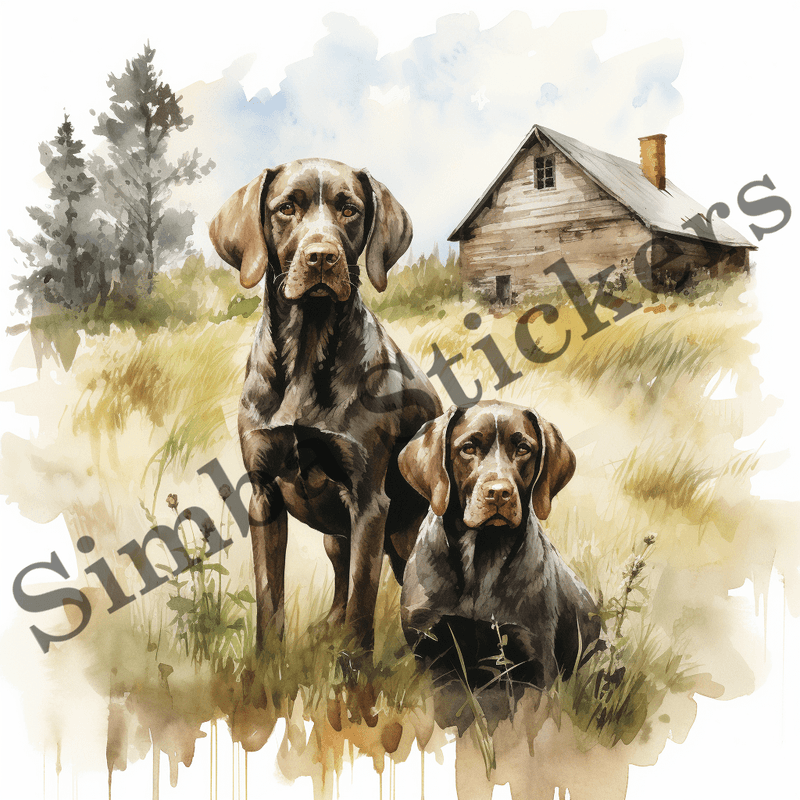 German Shorthaired Pointer dogs in the woods, image set, 10 images