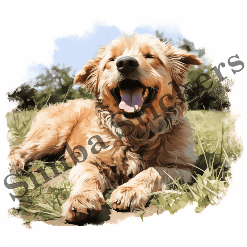 Dog in greed grass, image set, 10 images