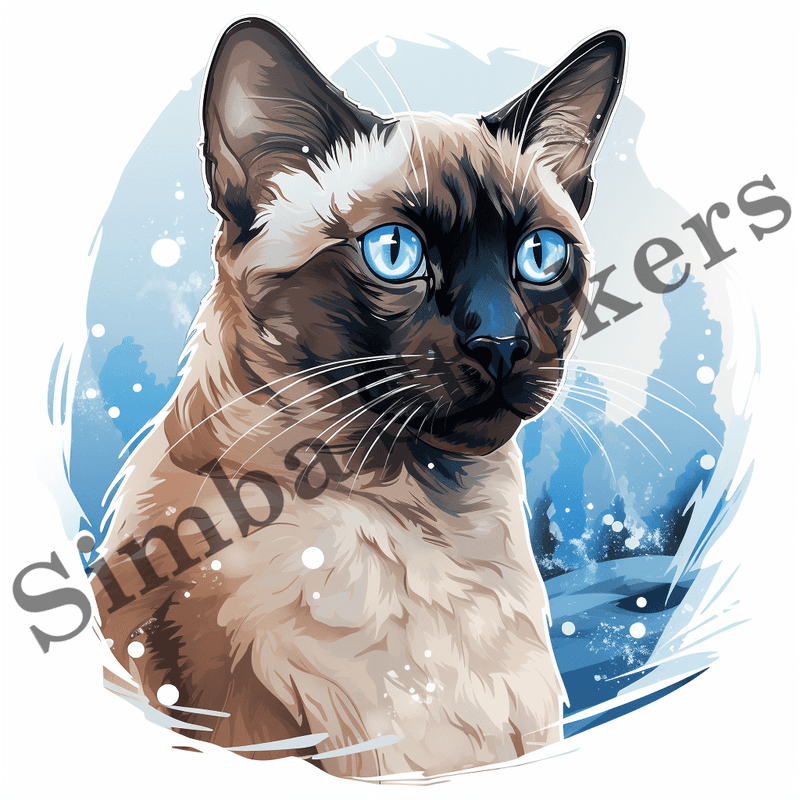 Tonkinese cats in snow, image set, 10 images