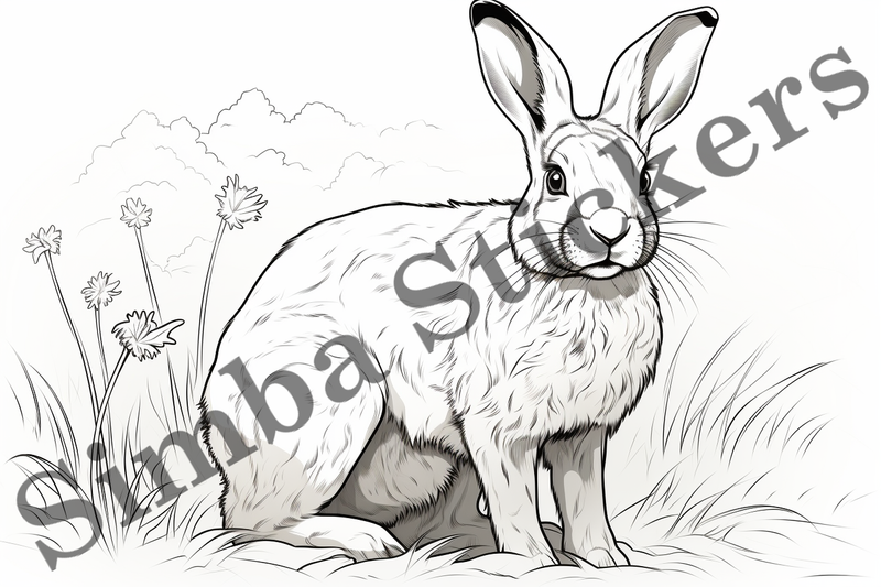 Colouring pages, Bundle of hares, 10 images