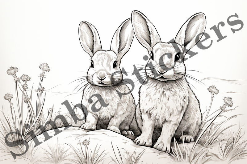 Colouring pages, Bundle of hares, 10 images