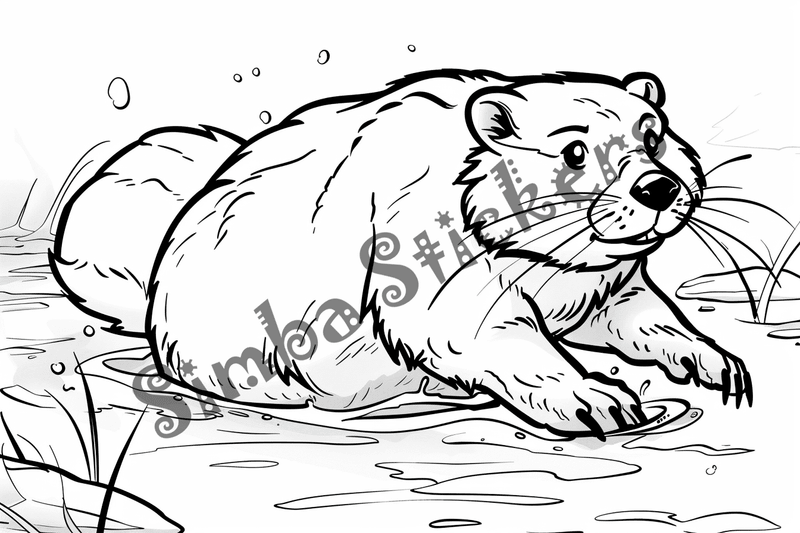 Colouring pages, bundle of singular beavers, 25 images