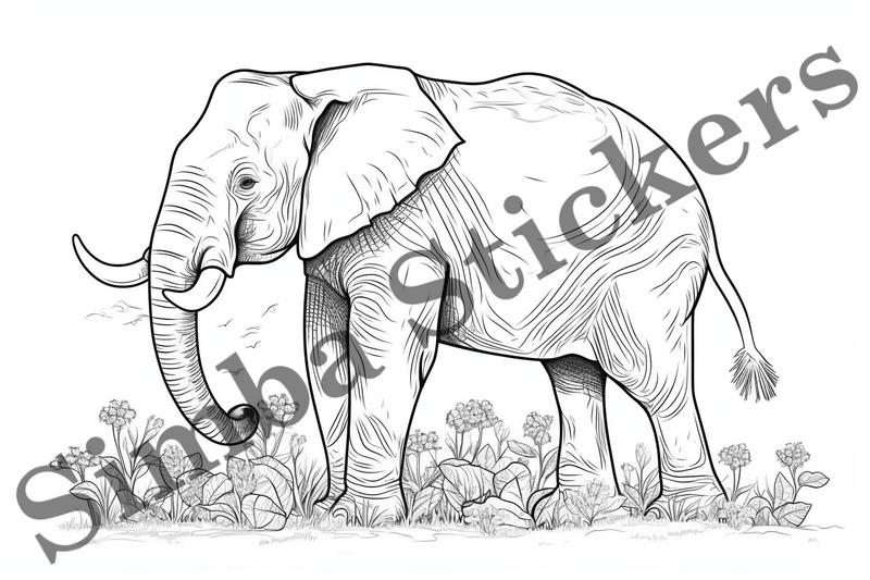 Colouring pages, Bundle of elephants, 25 images