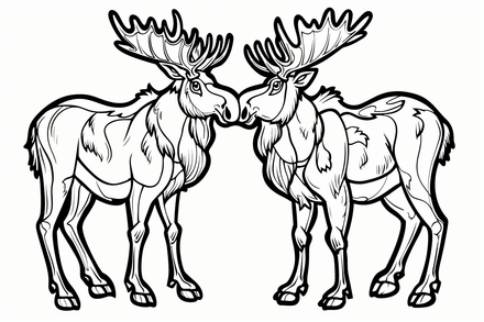 Colouring pages, Bundle of moose in love, 10 images