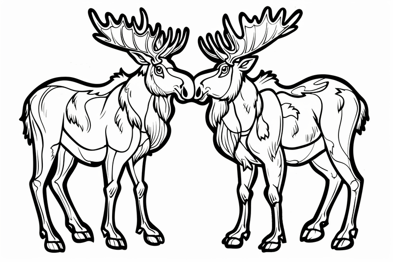 Colouring pages, Bundle of moose in love, 10 images