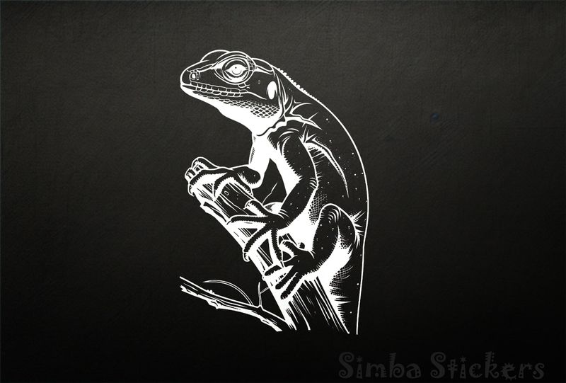 Lizards on top of dry branch, outline art