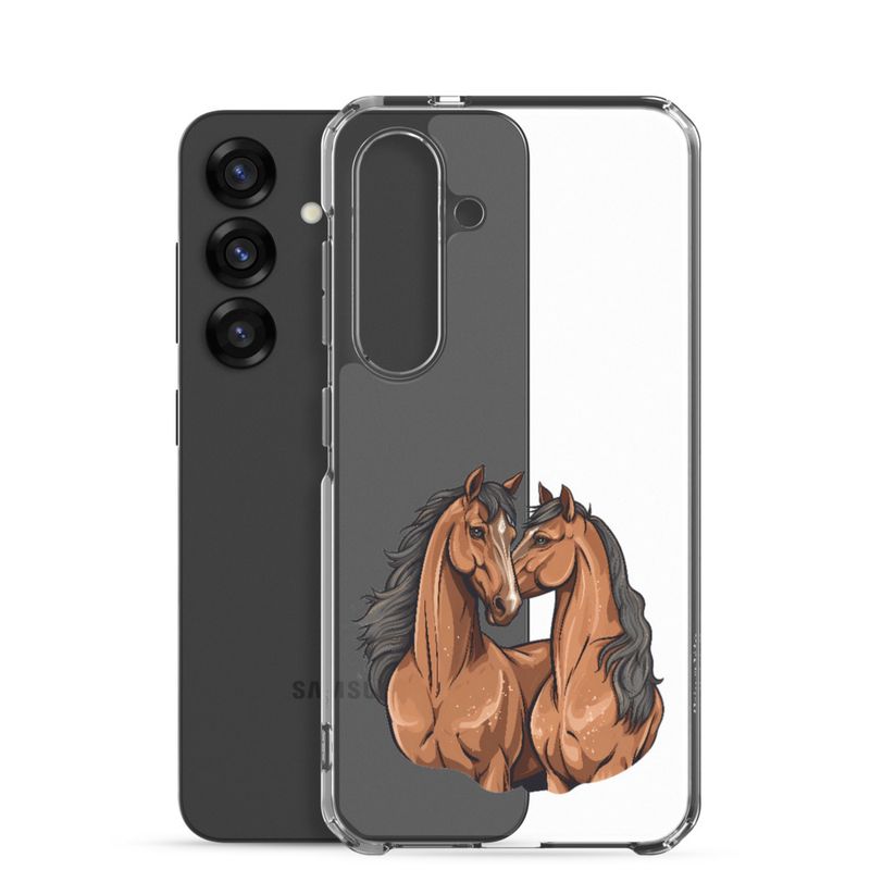 Clear Case for Samsung, Two brown horses snuggling, tdwcyd
