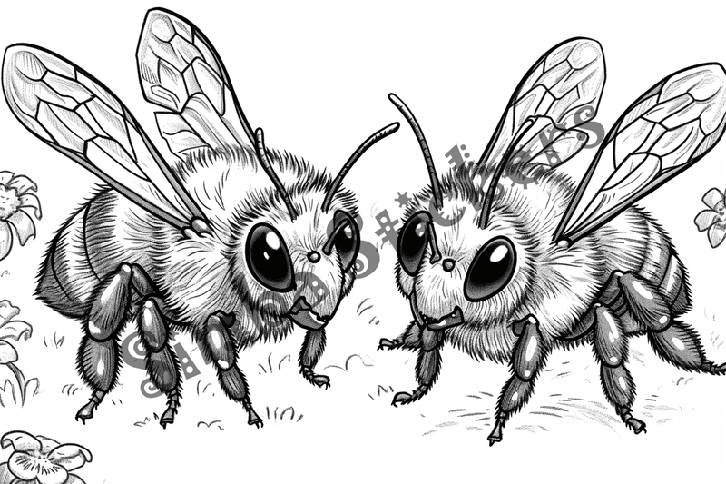 Colouring pages, bundle of bees, 25 images