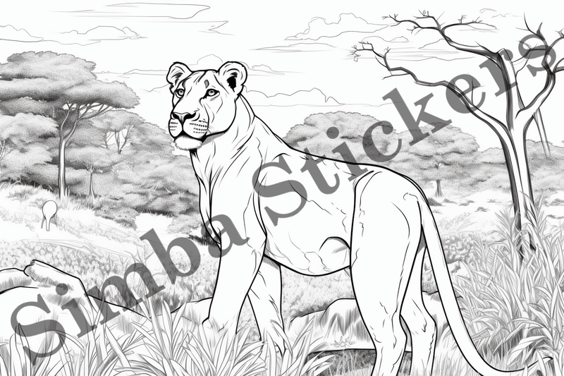 Colouring pages, Bundle of lions, 25 images