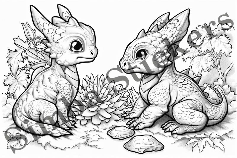 Colouring pages, bundle of dragons, 10 images