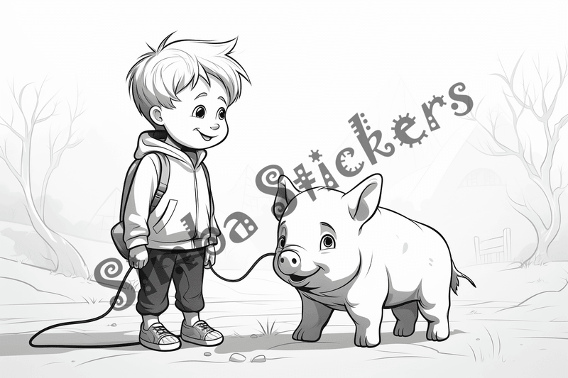 Colouring pages, bundle of pigs, 25 images 2