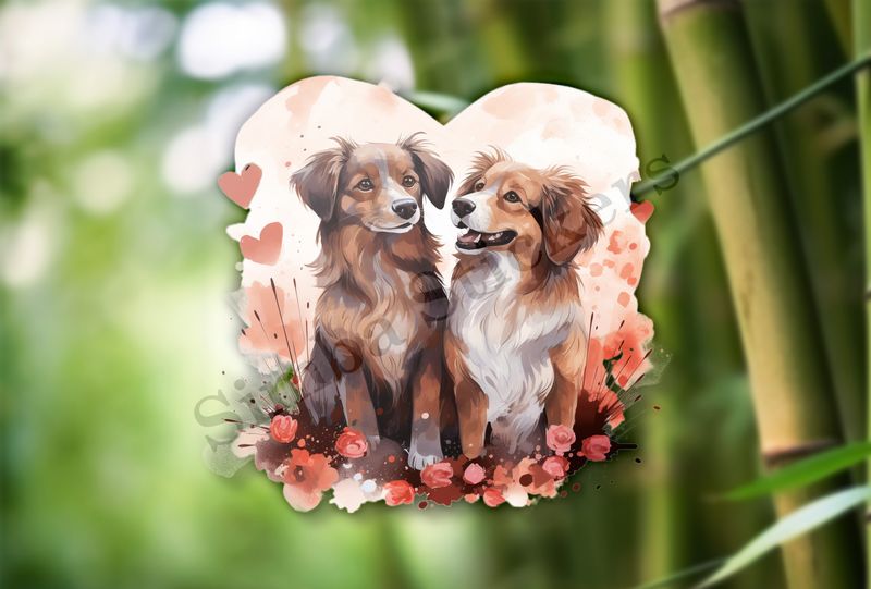 Dogs in love, watercolour