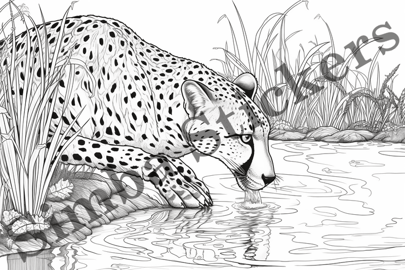 Colouring pages, Bundle of cheetahs, 10 images
