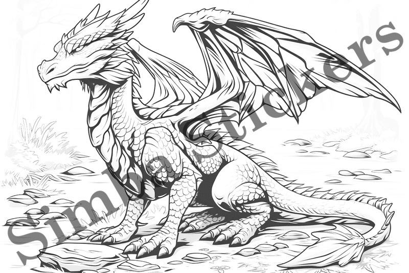 Colouring pages, bundle of dragons, 25 images