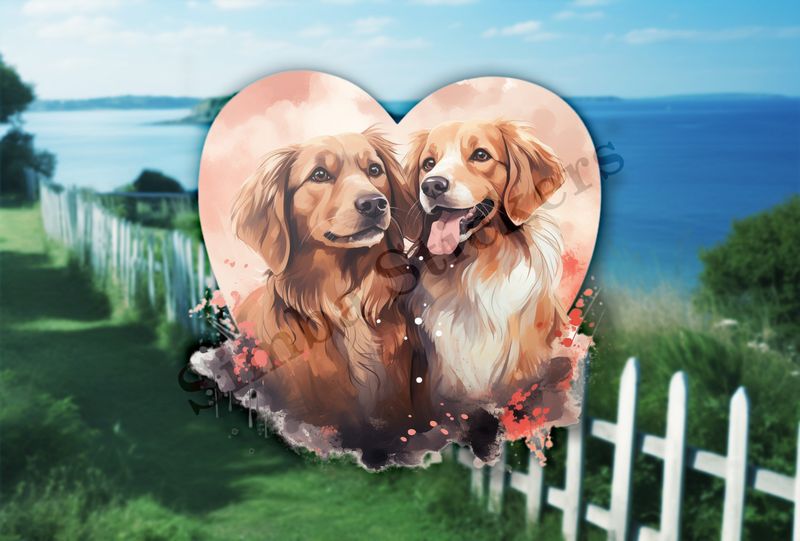 Dogs in love, watercolour