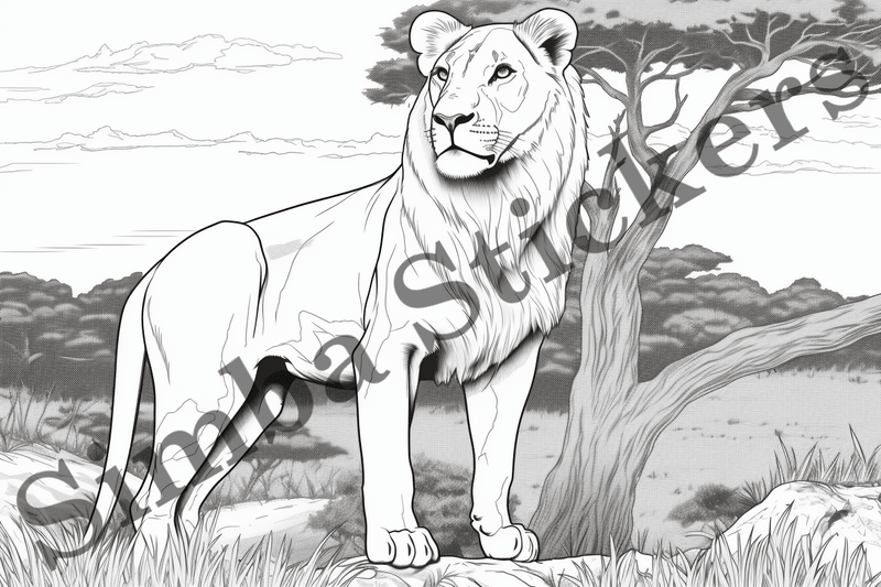 Colouring pages, Bundle of lions, 25 images