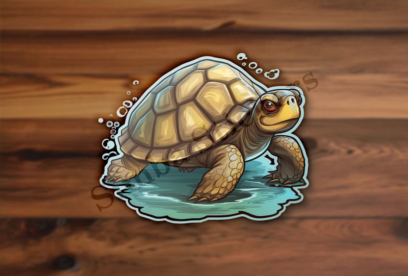 Tortoise walking and splashing