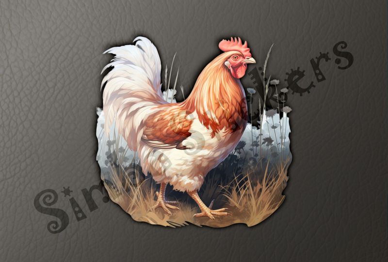 Elegant white red and brown chicken