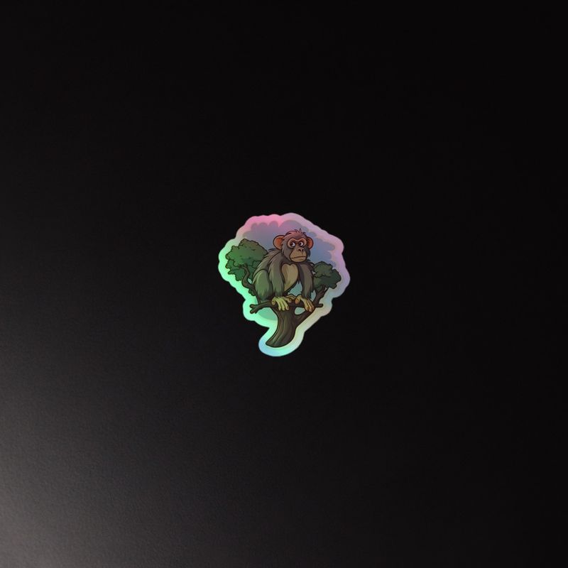 Kiss-Cut Holographic Stickers, Baboon on branch in a tree 