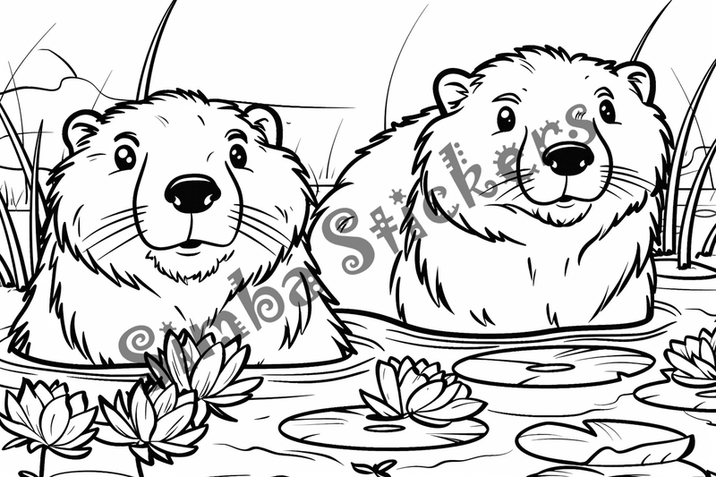 Colouring pages, bundle of beavers, 25 images