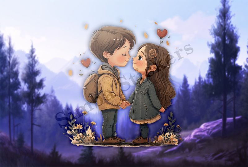 Boy and girl sweetly in love