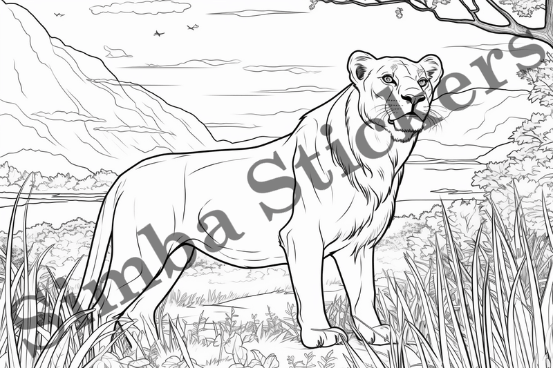 Colouring pages, Bundle of lions, 25 images