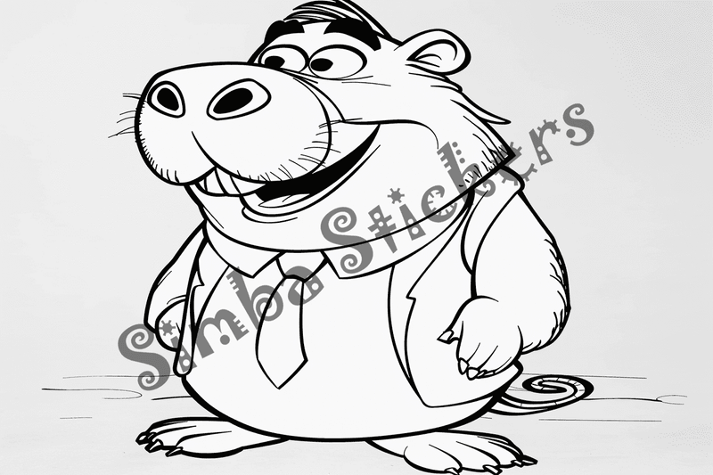 Colouring pages, bundle of capybaras wearing clothes, 10 images