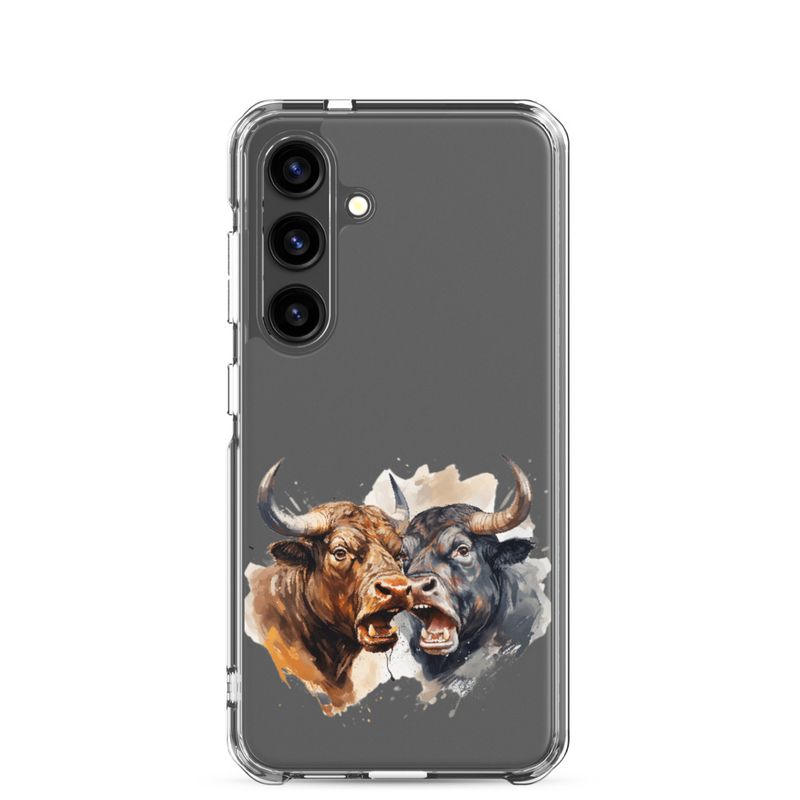 Clear Case for Samsung, Bulls facing up to each other, watercolour, dx5eff