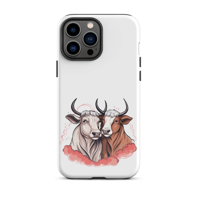 Tough Case for iPhone, Bull and cow, romantic, reddish clouds, qoucds