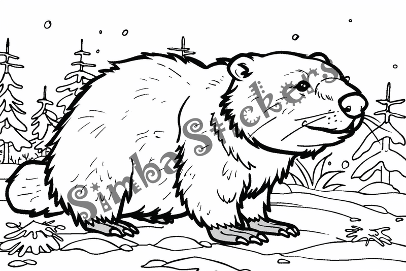 Colouring pages, bundle of singular beavers, 25 images