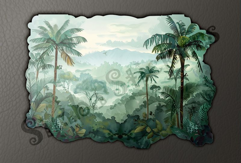 Equatorial Rainforest landscape, overlooking thick vegetation