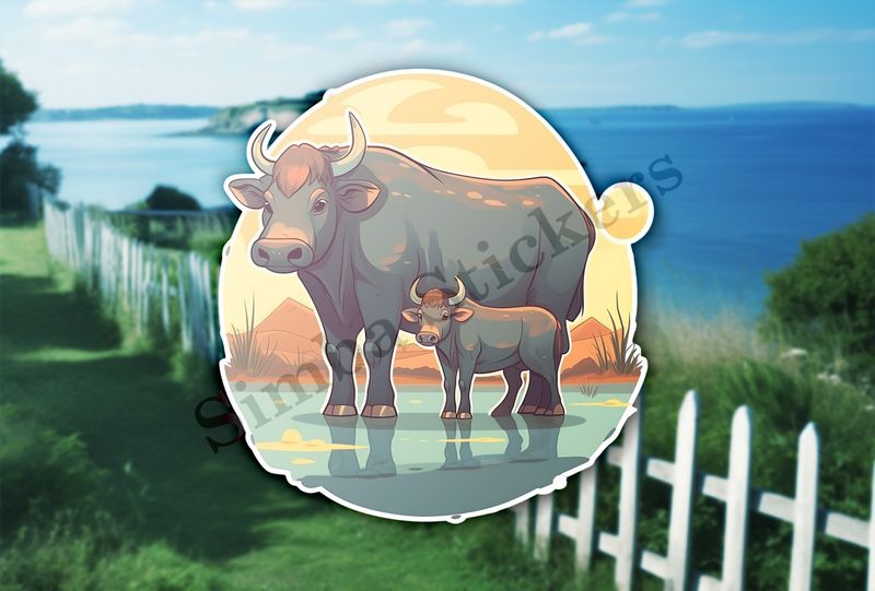 Buffalo mother with her calf