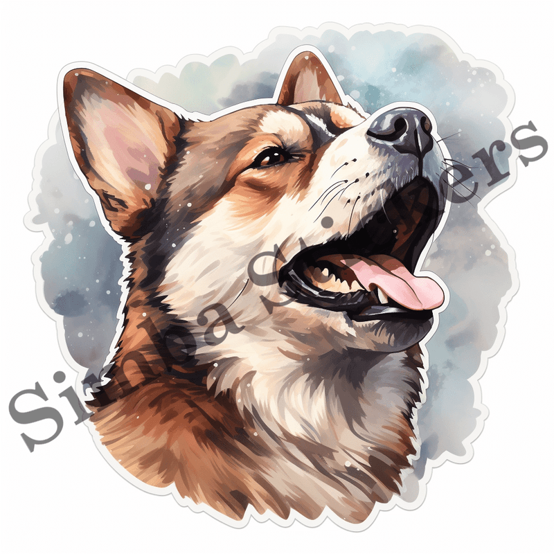 Akita dogs, watercolour, image set, 10 images