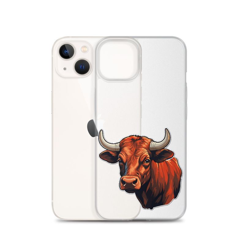 Clear Case for iPhone, Bull face, partial side view, bpor80