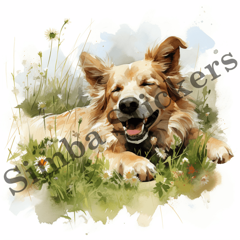 Dog in greed grass, image set, 10 images