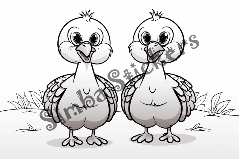 Colouring pages, bundle of turkey poults, 10 images