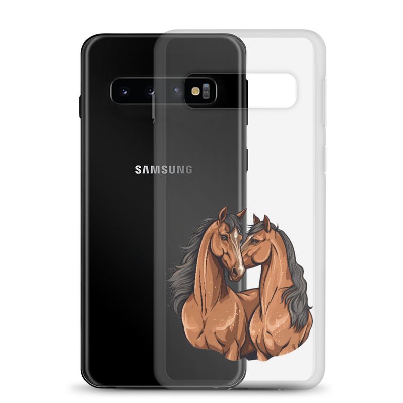 Clear Case for Samsung, Two brown horses snuggling, tdwcyd