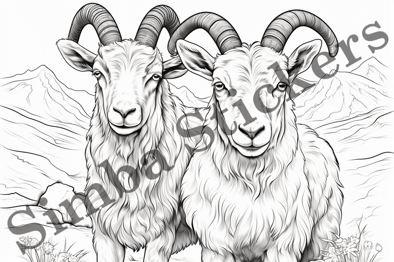 Colouring pages, Bundle of goats, 25 images