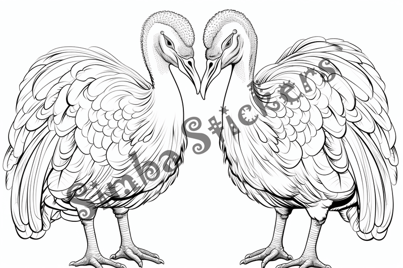 Colouring pages, bundle of turkeys in love, 25 images