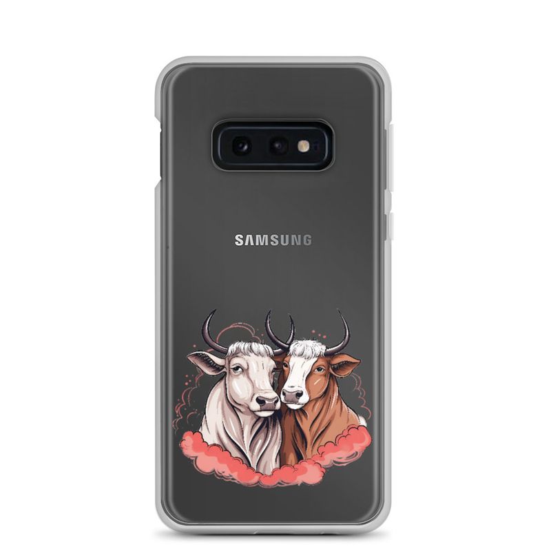 Clear Case for Samsung, Bull and cow, romantic, reddish clouds, qoucds