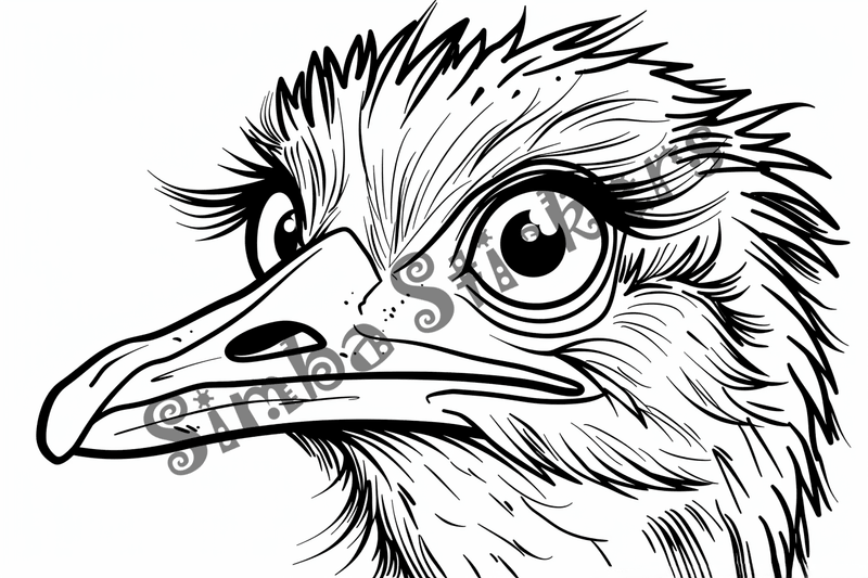 Colouring pages, bundle of ostriches, 50 images