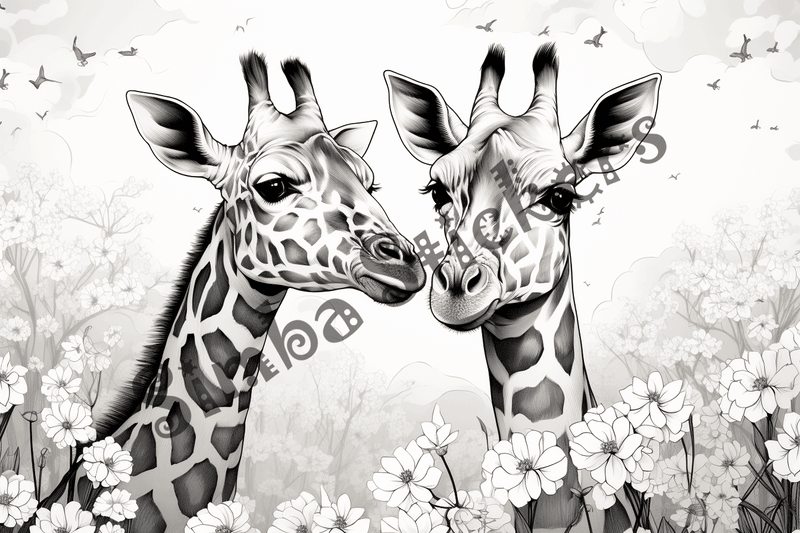 Colouring pages, bundle of giraffess, 25 images 2