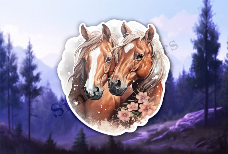 Horses in love, watercolour