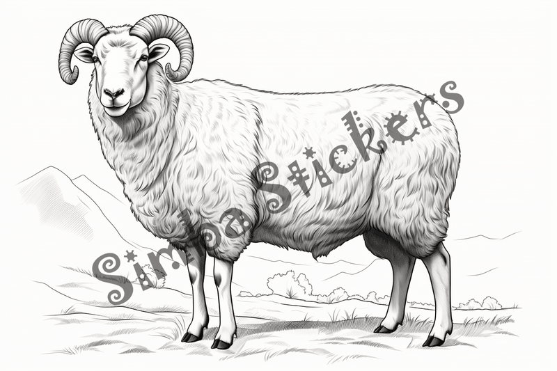 Colouring pages, bundle of sheep, 25 images